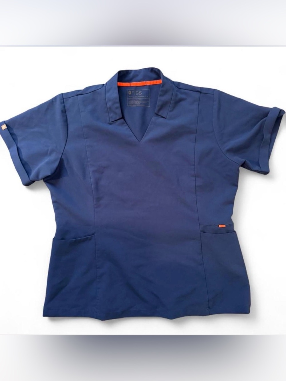 FIGS Inala Slim scrub top in blue with orange accents.  EUC. Size XL (1355)